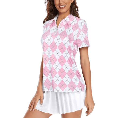 Women's UPF 50+ Short Sleeve Golf Polo – 1/4 Zip Moisture-Wicking Workout Top & Athletic Performance Shirt