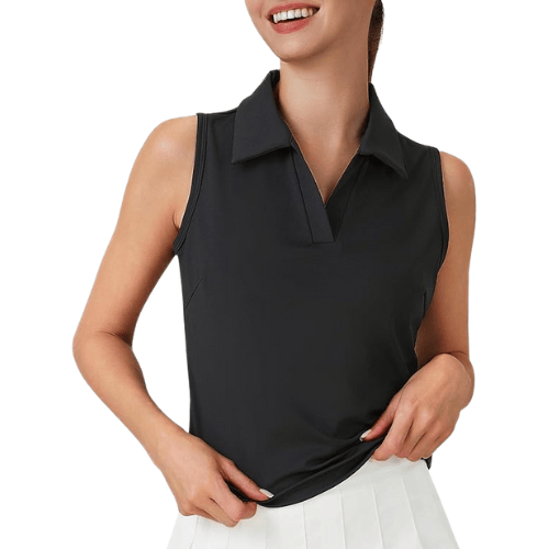 Women's Sleeveless Golf Polo – Ultra-Stretch Cropped Tennis Tank